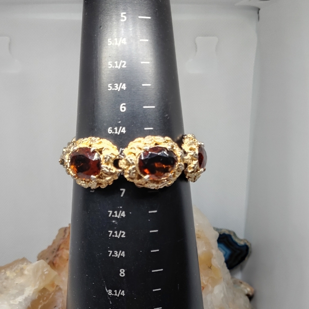 Art Deco Czech Glass Elegant Gold Gilt Women's Bracelet - Picture 5 of 10